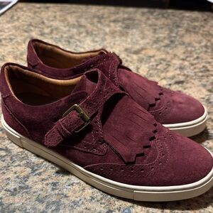 Frye Bordeaux Gemma Kiltie Suede Leather SlipOn Coastal Cowgirl Boho Sneaker Sz7
